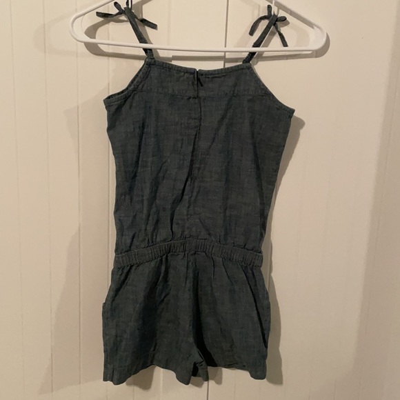Gap Kids S 6 7 Chambray Romper blue shorts vacation tie stays put sturdy - Picture 6 of 9